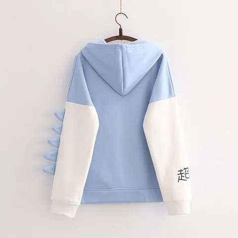 Áo hoodie nỉ in hình khủng long dễ thương. Áo thun nữ có mũ in hình. (xả hàng)