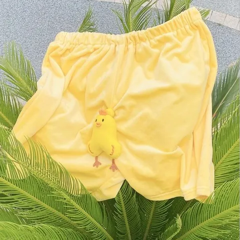 Quần con gà và con rùa nỉ bông mỏng hoạt hình kéo dây rút và còi bóp kêu chíp chíp