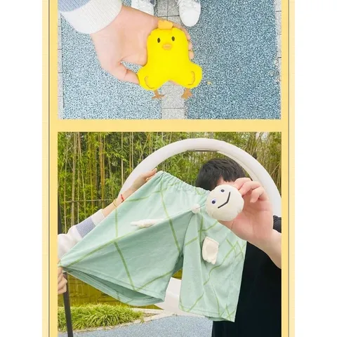 Quần con gà và con rùa nỉ bông mỏng hoạt hình kéo dây rút và còi bóp kêu chíp chíp