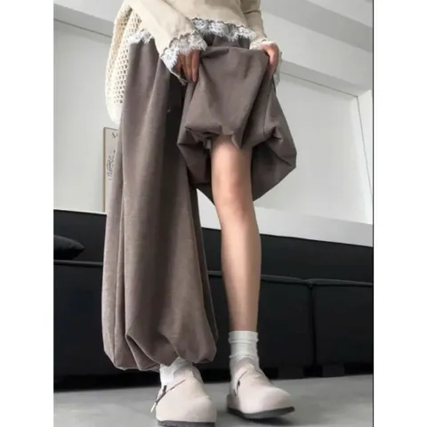 Quần bí ống rộng dáng suông vải thun len tăm che khuyết điểm chân tốt. Quần ống rộng dáng bí alibaba len tăm mùa đông ấm