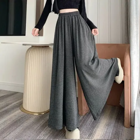 Quần thun nỉ ống rộng dáng váy mùa đông cho nữ