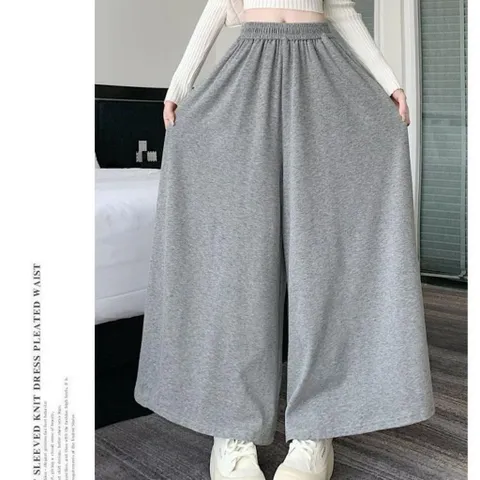 Quần thun nỉ ống rộng dáng váy mùa đông cho nữ