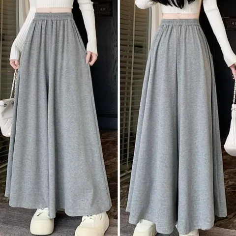 Quần thun nỉ ống rộng dáng váy mùa đông cho nữ