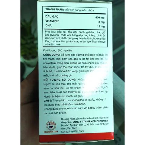 Thực phẩm Dầu Gấc Vina -Bổ sung dưỡng chất cần thiết cho mắt, tăng cường thị lực min tui