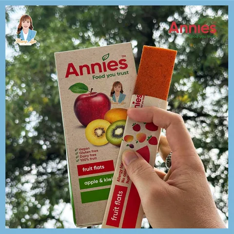 Thanh trái cây sấy dẻo táo & kiwi New Zealand Annie’s Apple & Kiwifruit Fruit Flats 8 thanh x 10g