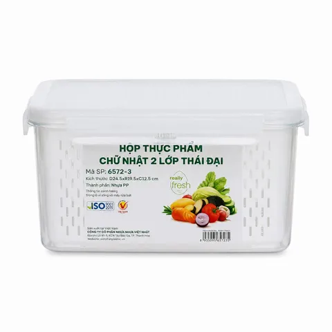 HỘP THỰC PHẨM CHỮ NHẬT 2 LỚP THÁI BỘ 3 HOKORI 6572