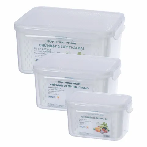 HỘP THỰC PHẨM CHỮ NHẬT 2 LỚP THÁI BỘ 3 HOKORI 6572