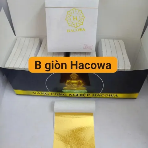 500 Lá vàng Hacowa - B giòn màu vàng ánh kim đậm, dát bóng đẹp phù hợp trên mọi chất liệu