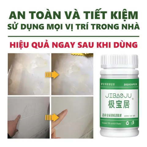 Tẩy Vết xước Gạch JIBAOJU, bột tẩy đa năng hộp 100g - Tẩy xước gạch men, bồn cầu, bồn tắm, vết trầy do chân chống