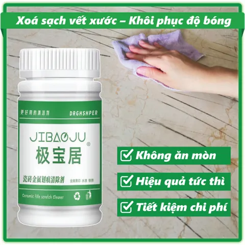 Tẩy Vết xước Gạch JIBAOJU, bột tẩy đa năng hộp 100g - Tẩy xước gạch men, bồn cầu, bồn tắm, vết trầy do chân chống