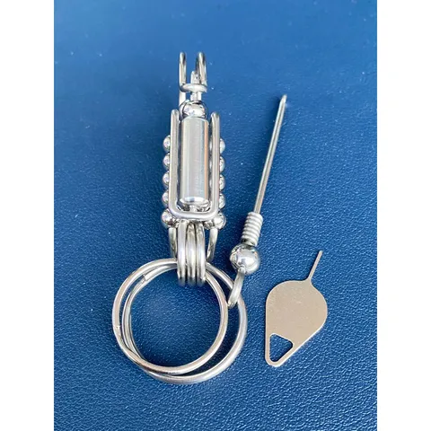 Combo móc khoá inox 304  phối trụ như ý phong cách mới lạ sáng bóng không han gỉ