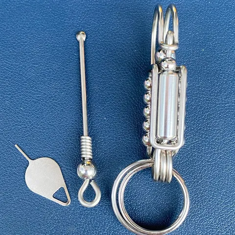 Combo móc khoá inox 304  phối trụ như ý phong cách mới lạ sáng bóng không han gỉ