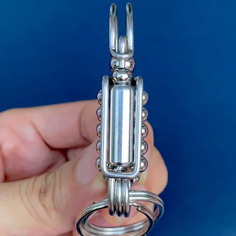 Combo móc khoá inox 304  phối trụ như ý phong cách mới lạ sáng bóng không han gỉ