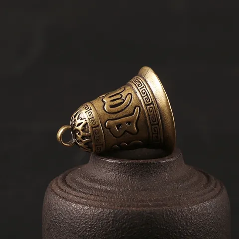 Móc khóa Chuông đồng bát nhã tâm kinh , móc khoá chuông đồng , móc khoá oto xe máy may mắn bình an
