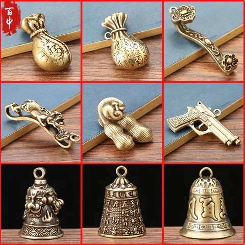 Móc khóa Chuông đồng bát nhã tâm kinh , móc khoá chuông đồng , móc khoá oto xe máy may mắn bình an