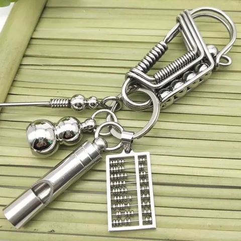 Móc khoá inox 304 làm thủ công bằng que hàn 2 ly phối trụ đốt tre và bi càng dùng càng sáng bóng
