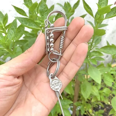 Móc khoá inox 304 làm thủ công bằng que hàn 2 ly phối trụ đốt tre và bi càng dùng càng sáng bóng