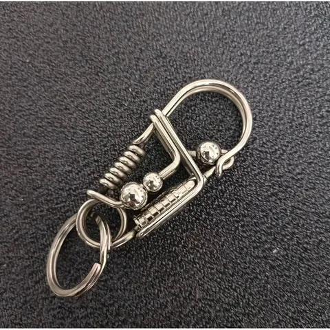 Móc khoá inox thủ công 304 cao cấp phối lục bình và bi không han gỉ sáng bóng