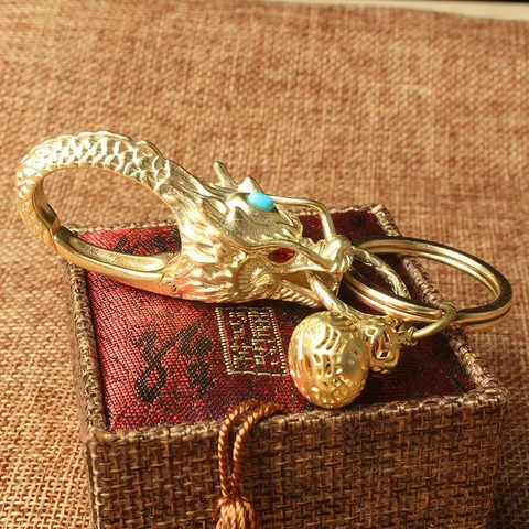 Móc khoá đồng thau hình đầu hổ cao cấp phong thủy edc simple