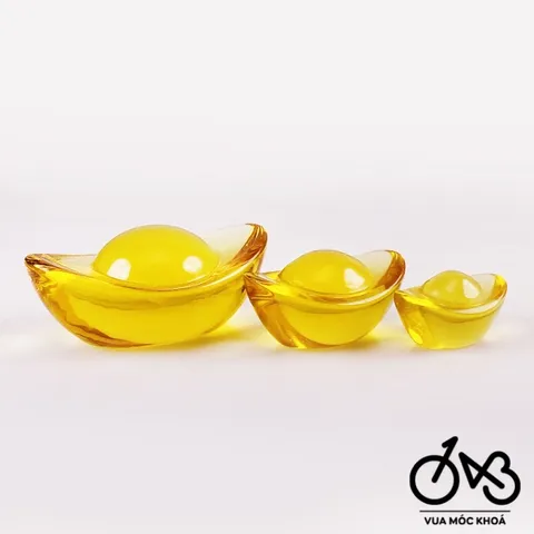 Kim nguyên bảo bằng thuỷ tinh phong thuỷ nhiều size để trưng bày bàn thờ ông địa rước tài lộc