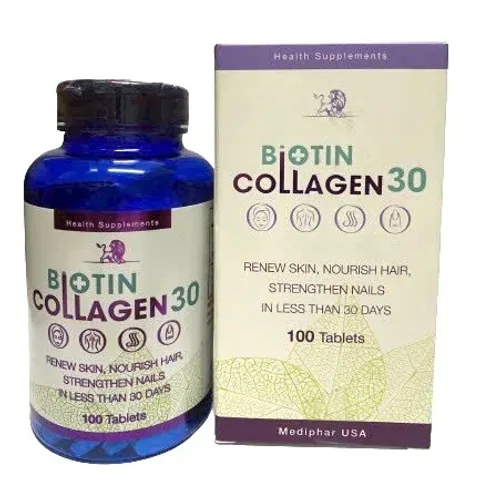 Biotin Collagen 30 đẹp da, giúp da trắng mịn, giúp tóc móng chắc khỏe, hạn chế rụng tóc gãy móng giảm thâm nám, tàn nhan