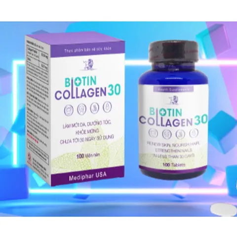Biotin Collagen 30 đẹp da, giúp da trắng mịn, giúp tóc móng chắc khỏe, hạn chế rụng tóc gãy móng giảm thâm nám, tàn nhan