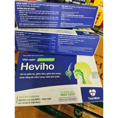 Viên Ngậm Heviho KHÔNG ĐƯỜNG - Hỗ Trợ Giảm Đau Rát Họng (Hộp 18 Viên)