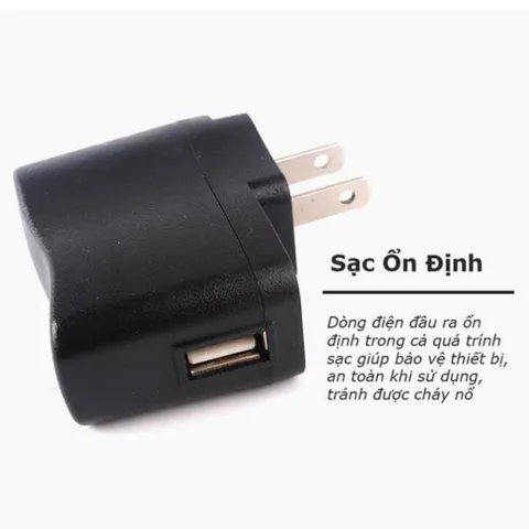 Cục Sạc USB 5V 0.5A Sạc Nhanh An Toàn, Củ Sạc Điện Thoại Cổng Usb Tiện Dụng - Cóc Sạc Đổi Đèn Báo Đầy (Màu Đen)