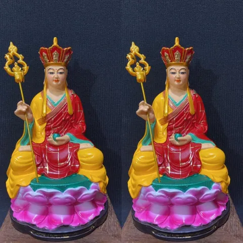 Tượng Địa Tạng Vương Bồ Tát 17cm Composite Ngồi Toà Sen Nhiều Màu CÓ HOẢ TỐC