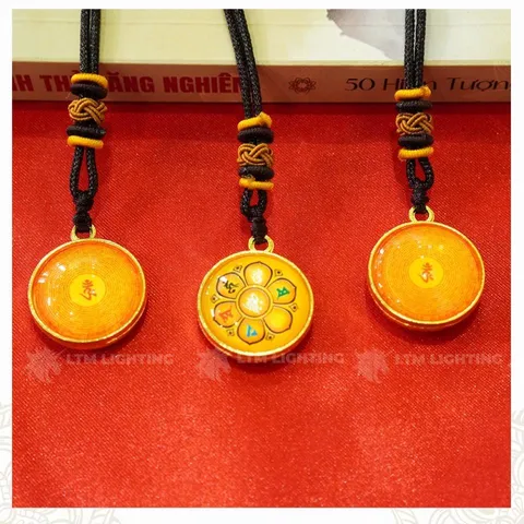 GIEO DUYÊN 10 Dây Chuyền Chú Lăng Nghiêm Và Chú Lục Tự Đại Minh [In Rõ Chữ] Mặt Dây 2.7cm - Mang Lại Bình An