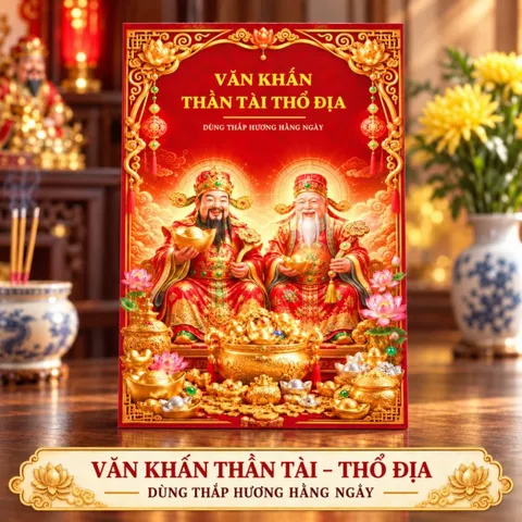Tờ Văn Khấn Thần Tài Thổ Địa 2 Mặt 20x30 – Giấy Cứng, Chữ To Rõ, Dùng Thắp Hương Hằng Ngày