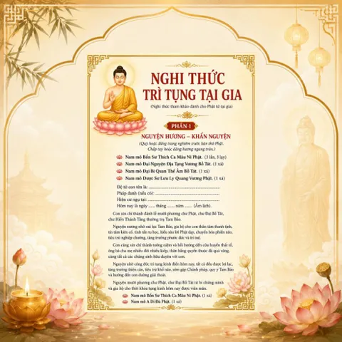 Bộ 2 Tờ Nghi Thức Trì Tụng Kinh Đại Thừa Tại Gia – Hướng Dẫn 6 Bước, 4 Mặt, Khổ 25x30
