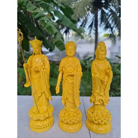 TƯỢNG TA BÀ TAM THÁNH 18CM GỒM A DI ĐÀ + ĐỊA TẠNG + QUAN ÂM ĐỨNG 18CM COMPOSITE CÓ LẺ