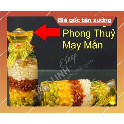 Chai ngũ cốc phong thuỷ của ăn của để bày ban thờ MAY MẮN LẮM TẶNG CON RÙA VÀNG