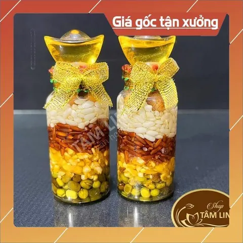Chai ngũ cốc phong thuỷ của ăn của để bày ban thờ MAY MẮN LẮM TẶNG CON RÙA VÀNG