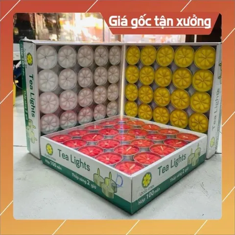 Nến Tealight 100 nến cháy được 2h 4h. có hoả tốc