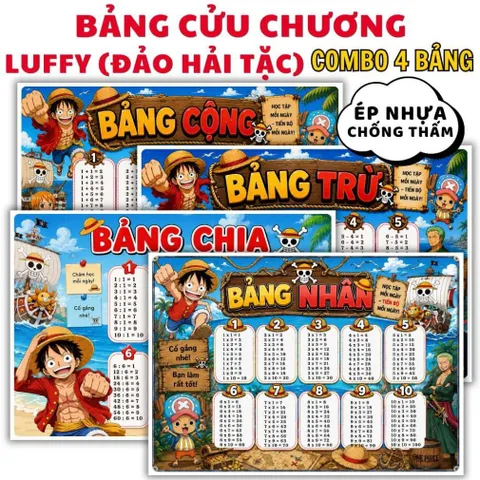 Bộ Bảng Cửu Chương A4 ( Cộng -Trừ -Nhân- Chia) Ép Plastic – Hình Dễ Thương Cho Bé Tiểu Học, Học Nhanh Nhớ Lâu HOẢ TỐC