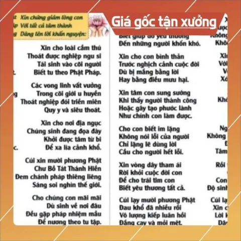 Tờ lời khấn nguyện hàng ngày a4  và a3 CÓ 4 MẪU cực đẹp