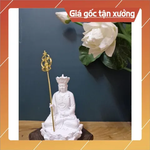 Tượng Địa Tạng Vương Bồ Tát 12cm chất liệu bột đá tự nhiên -  Tượng Địa Tạng nhỏ để xe st55