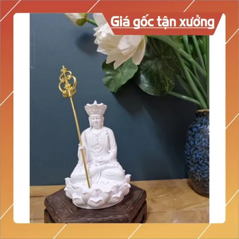 Tượng Địa Tạng Vương Bồ Tát 12cm chất liệu bột đá tự nhiên -  Tượng Địa Tạng nhỏ để xe st55