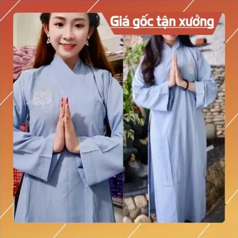 áo tràng siêu tuyết thiêu hoa sen , màu lam có hoả tốc