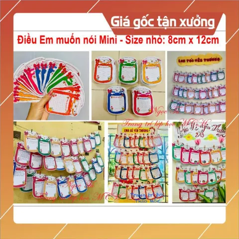 Sét 50 tấm Điều em muốn nói MINI cỡ nhỏ-Cỡ 8 x 12cm ép plastics 1 mặt có nam châm