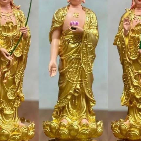 Tôn Tượng Tam Thánh Tây Phương 45CM màu vàng cực đẹp