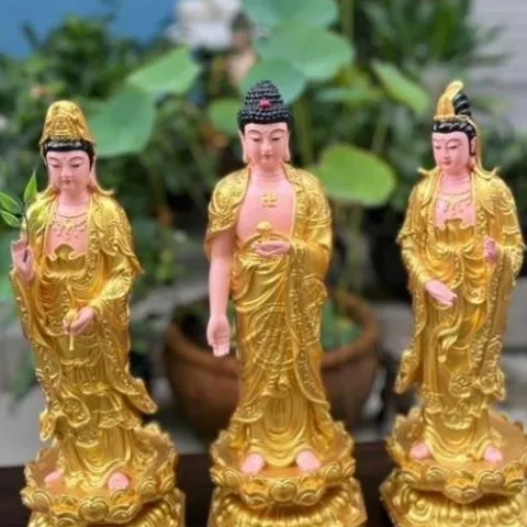Tôn Tượng Tam Thánh Tây Phương 45CM màu vàng cực đẹp