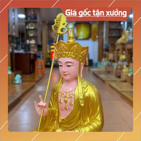 Tượng Địa Tạng Vương Bồ Tát Ngồi 30cm Vàng nhủ