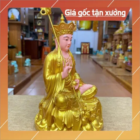 Tượng Địa Tạng Vương Bồ Tát Ngồi 30cm Vàng nhủ