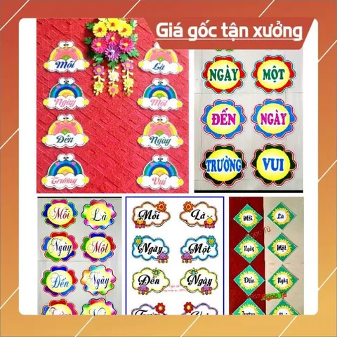 Tờ Khẩu hiệu trang trí trong lớp học Mỗi ngày đến trường là một ngày vui  Cỡ A4. CÓ NAM CHÂM