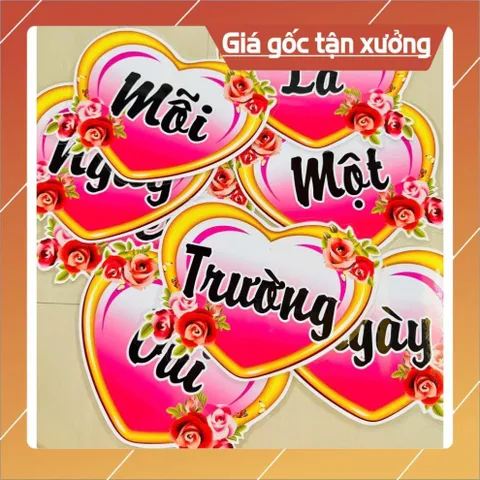 Tờ Khẩu hiệu trang trí trong lớp học Mỗi ngày đến trường là một ngày vui  Cỡ A4. CÓ NAM CHÂM