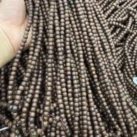 Chuỗi vòng gỗ 108 hạt  mun đen 6li và 8 li lông đuôi công đẹp, phù hợp với mọi độ tuổi