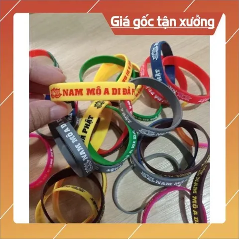 10 Vòng tay Nam Mô A Di Đà Phật cao su màu ngẩu nhiên